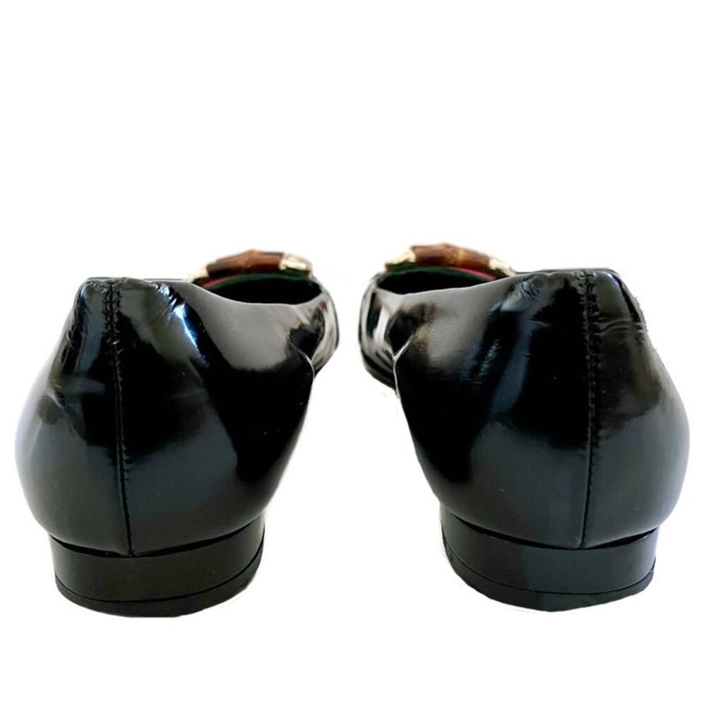 Gucci Patent Leather Signature Web Bamboo Buckle Loafers - Picture 7 of 9